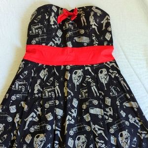 Sourpuss strapless hot rod dress size large